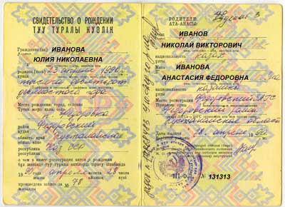 Russian Birth Certificate